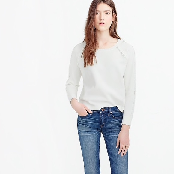 Nwt J Crew Scalloped Crewneck Sweater 